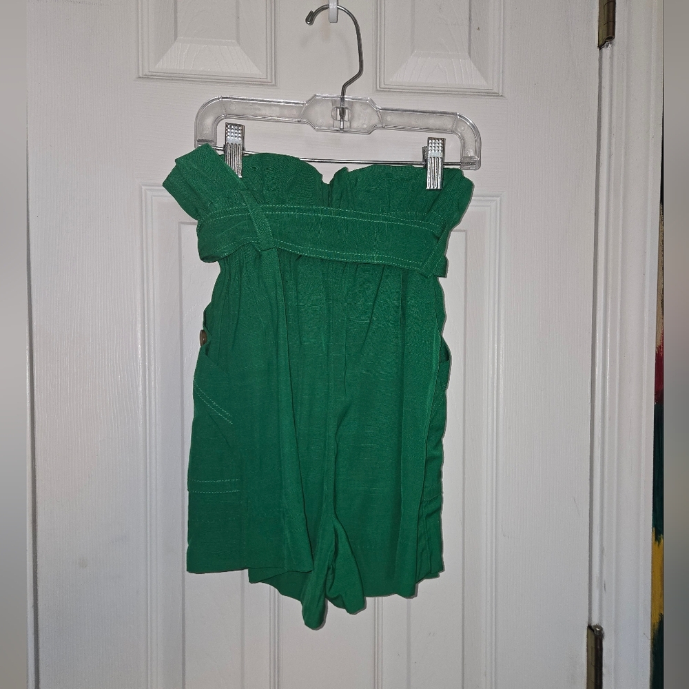 J. Crew High Waisted Paper Bag Bright Green Shorts Size 2 - Picture 3 of 9